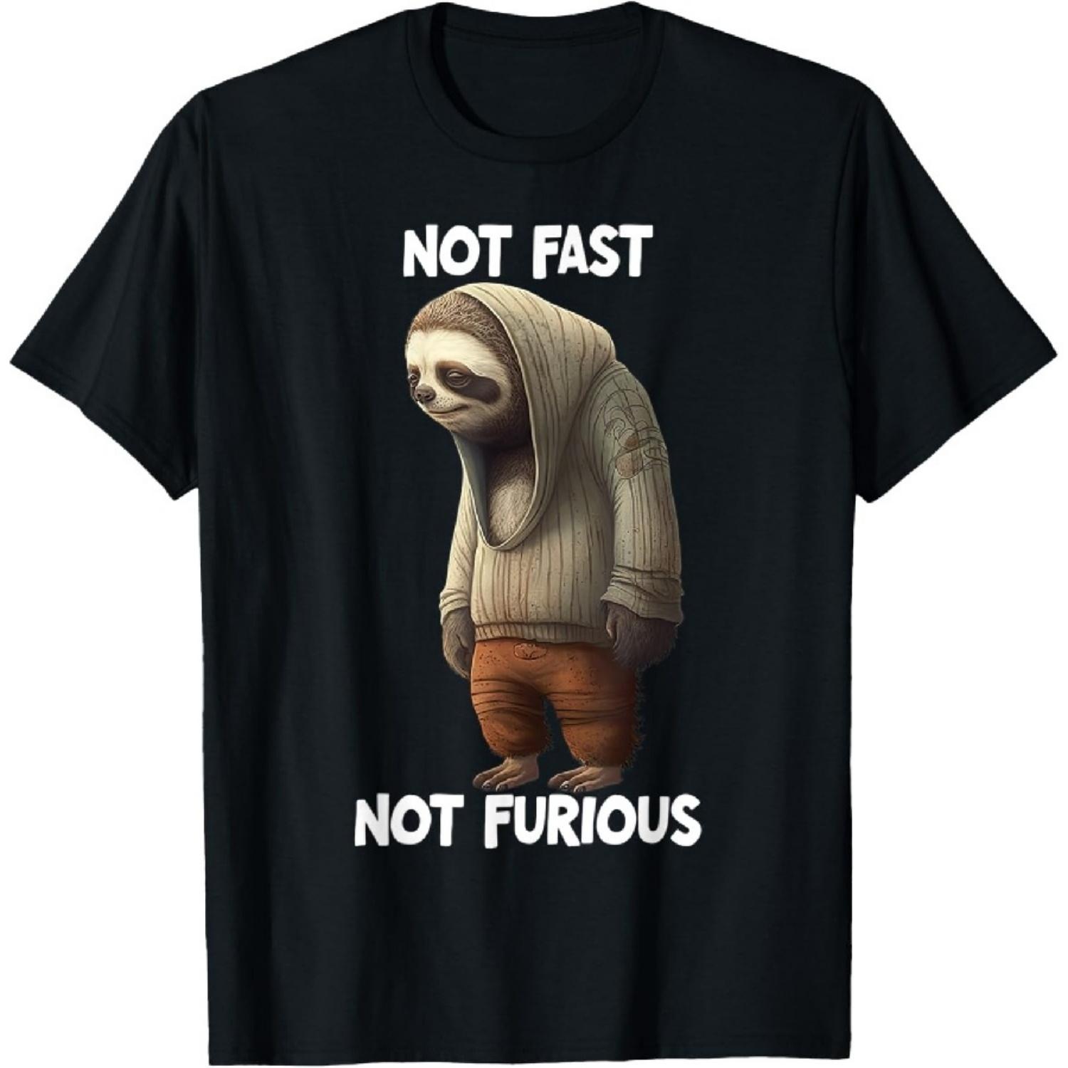 Ленивый ленивец Не быстрый Не яростный Забавная футболка со слоганом S чёрный