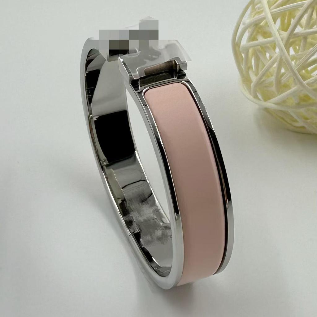 H Letter 12MM Enamel Titanium Steel Bracelet - European & American Fashion Bangle