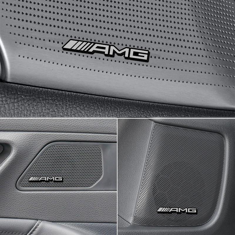 3D Car Styling Sticker Aluminum Emblem Interior Speaker Audio Badge for Mercedes Benz Amg W204 W205 W212 W209 W202 W220 WD1