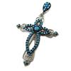 Les Trésors De Lily [P1183] - Silver Pendant 'Baroque Cross' Turquoise Silver