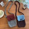 Horn Buckle Knitted Crossbody Bag Vintage Autumn Winter Mobile Phone Case for Women Fashion Mini Purse Korean INS Style Bag