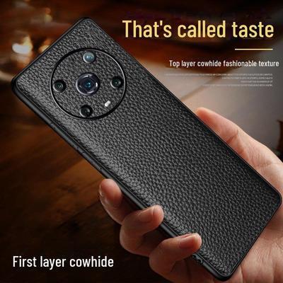 Genuine Leather Full Cover for Honor Magic 4 Pro: Cowhide Litchi Pattern Ultimate Edition Case