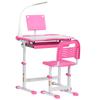 Kids Study Desk and Chair Set W/ Adjustable Height, Storage, Drawer, Pink