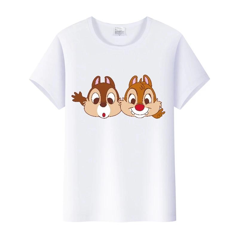 Casual Cartoon Chip 'n' Dale Graphic t-shirt Summer Blouses White Tees Clothes Y2K Tshirt Oversized Tops Unisex