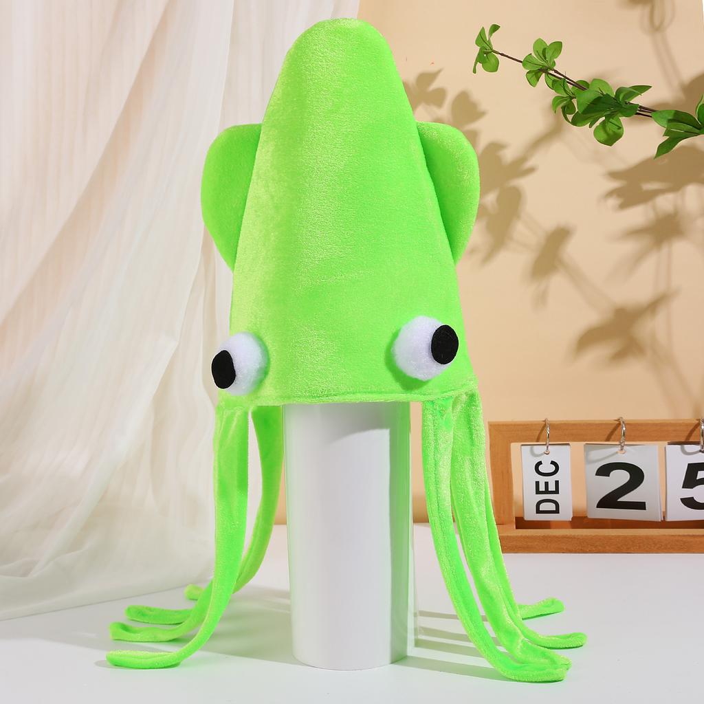Novelty Velvet Octopus Squid Hat Funny Adult Costume Headwear Halloween Masquerade Party Cosplay Performance Dress Up Prop