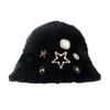 Autumn and winter light luxury rhinestone thickened and enlarged rabbit hair wool hat women's fashion light luxury warm ear protection bucket hat