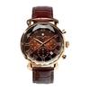 [Salvatore Mara] Watch Multifaceted Glass Chronograph Ice Croco Leather Strap Men's Brown SM19104-PGBRBR