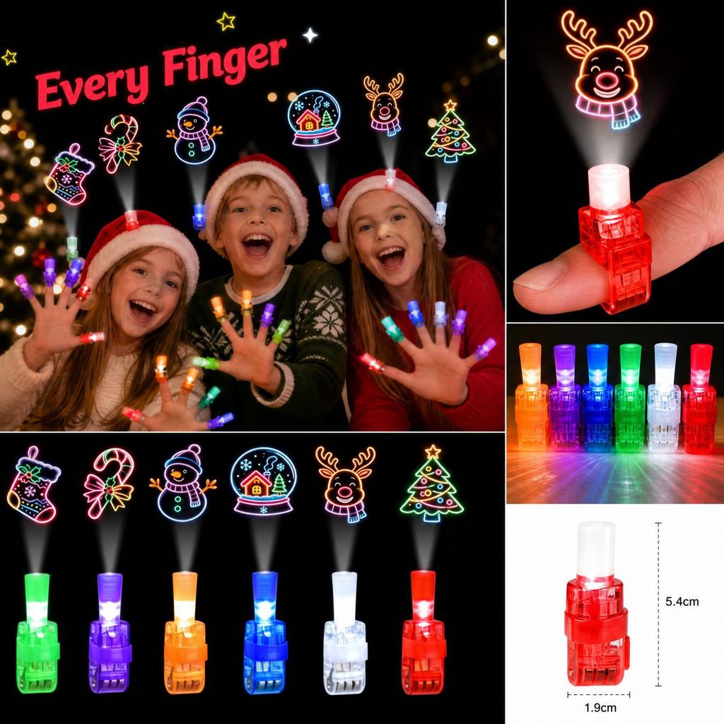 36 Pack Christmas Projection Finger Lights, Halloween Party Favors, Light-Up Toys for Party Supplies