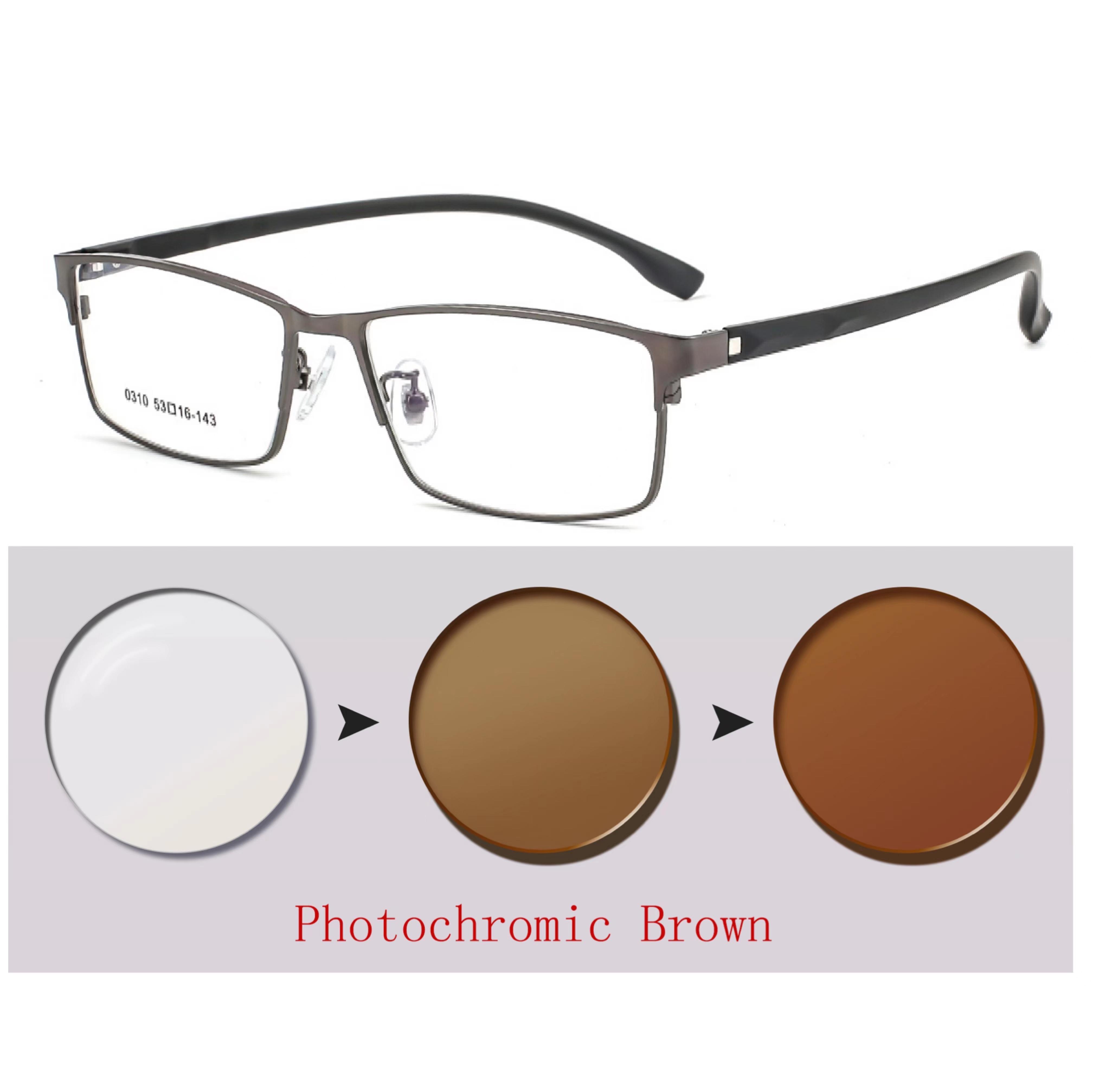 

New Myopia Photochromic Sunglasses Fashion Chameleon Gray Lens Metal Legs With Degrees +1 to +3 0