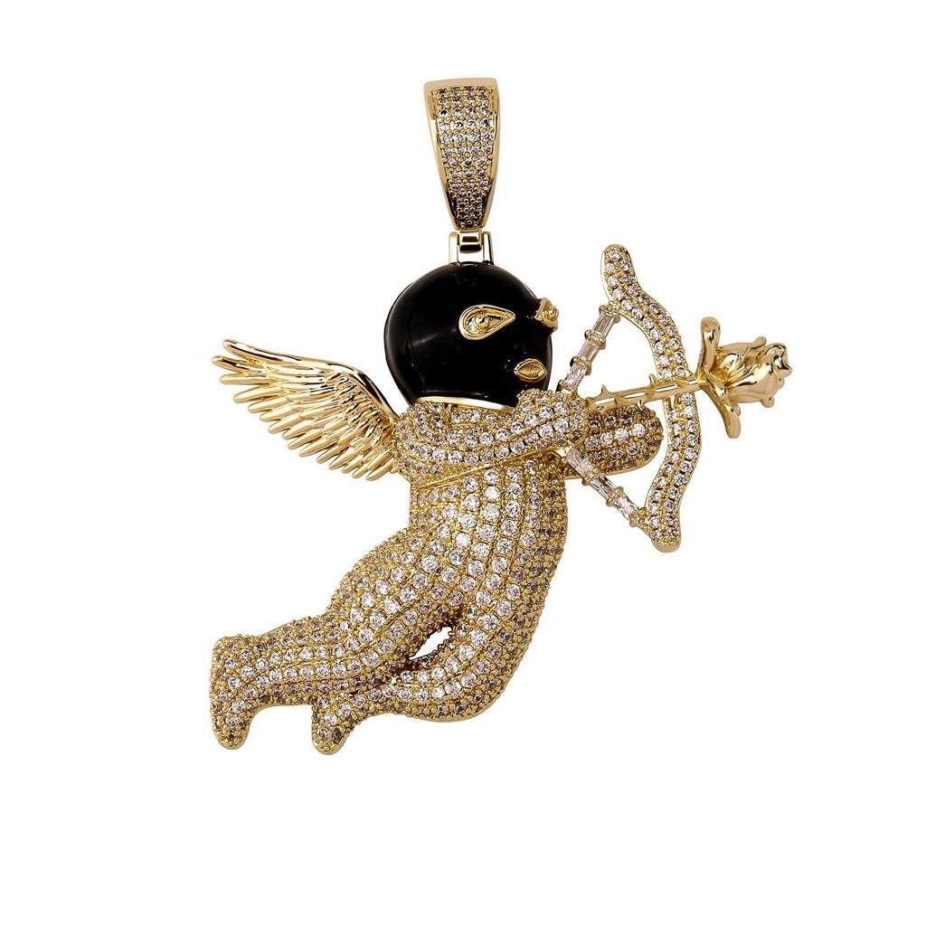 European-American Hip-Hop Cupid's Arrow Zirconia Pendant Necklace