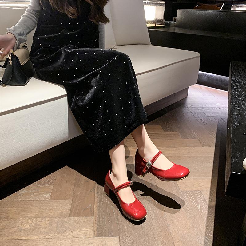 Fashion Retro Women Shoes Casual Heels 2025 Sandals Ladies Mary Jane Comfortable Latest Leather Dress Spring African Lolita Janes