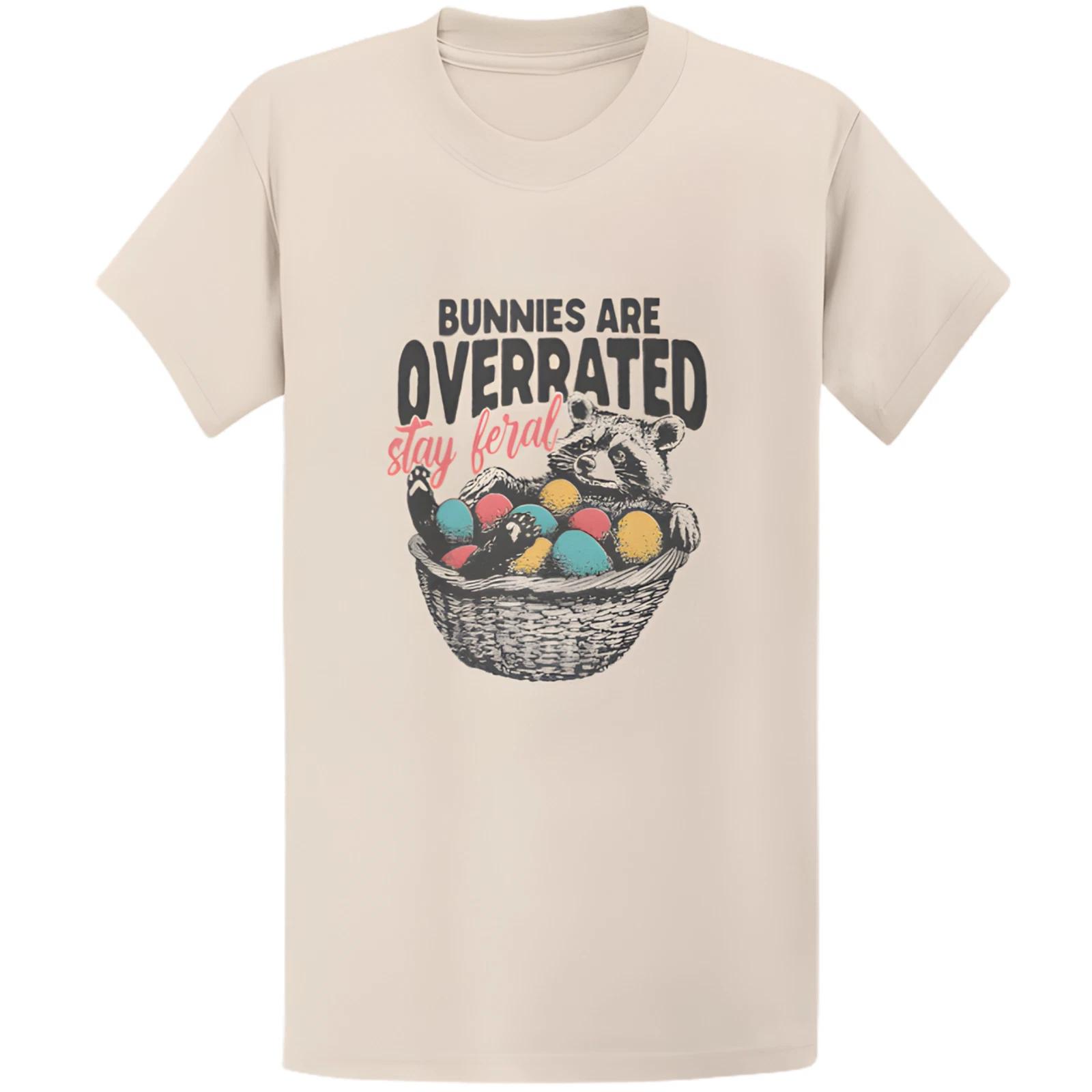 Bunnies Are Overrated Stay Feral Raccoon T-Shirt - Funny Easter Gift Tee XL