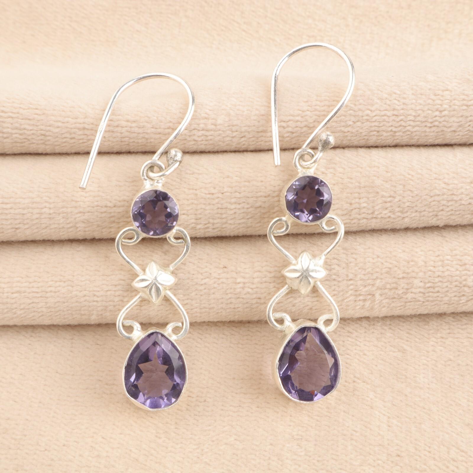 

Натуральный иолит драгоценный камень 925 пробы серебряные украшения ручной работы стильные серьги 2 EE-156-8