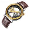New Men's Watch Tourbillon Mechanical Watches Transparent Hollow Automatic Self Wind Watches Leather Band Skeleton Relojes