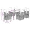VidaXL Garden Dining Set with Cushions 7 Pcs, Table and Chairs with Adjustable Backrest, Outdoor Furniture, 3212641