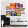 Leopard Lady Colorful Rainbow Flower Cup Wall Art Canvas Painting Nordic Posters and Copies Wall Photos for Living Room