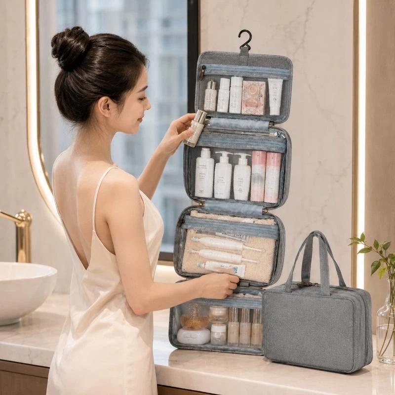 Hanging Toiletry Bag Waterproof Wet Dry Separation Large Capacity Portable Shower Storage Bag for Bathroom Camping Trips