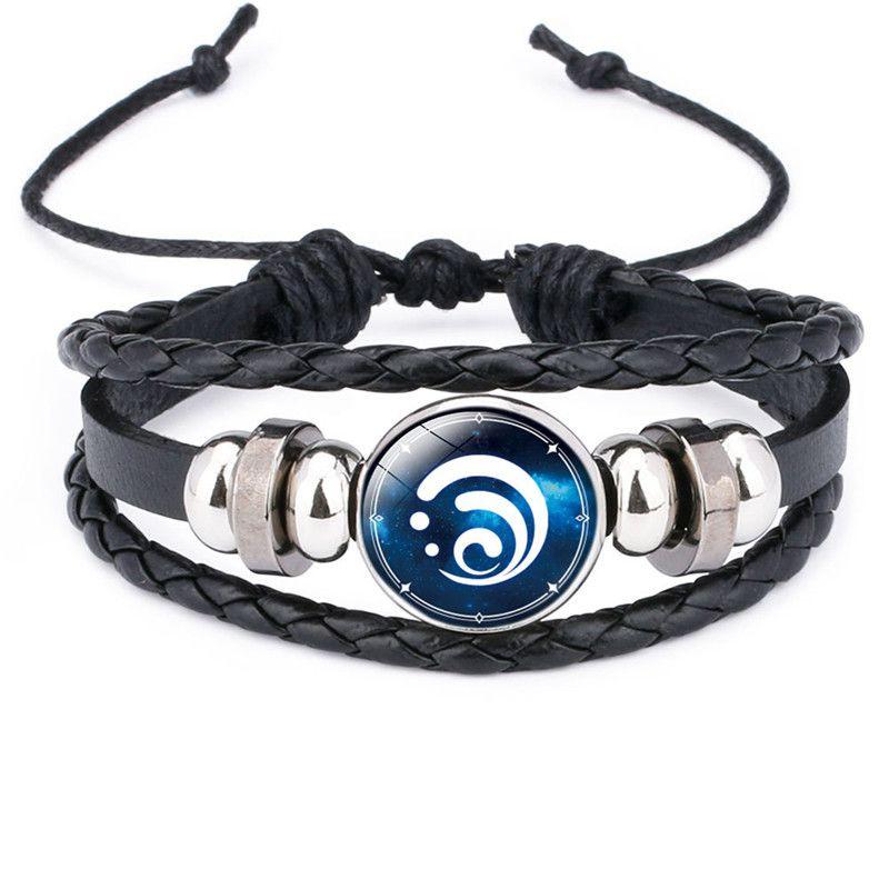 Bracelet Lumineux Genshin Impact avec Bracelet Réglable en Cuir PU pour Briller la Nuit