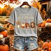 Women's Thanksgiving V-Neck Short Sleeve Printed Pullover Top