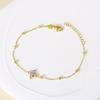 Zircon Stainless Steel Fashion Bracelet Adjustable 18K Gold Plated Colored Zircon Four-leaf Clover Flower Design Simple Bracelet