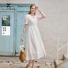Fragrant Shadow White Embroidered Jacquard Dress for Women