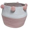 Decorative Pom Pom Basket "Suzy" 30cm Pink &; White