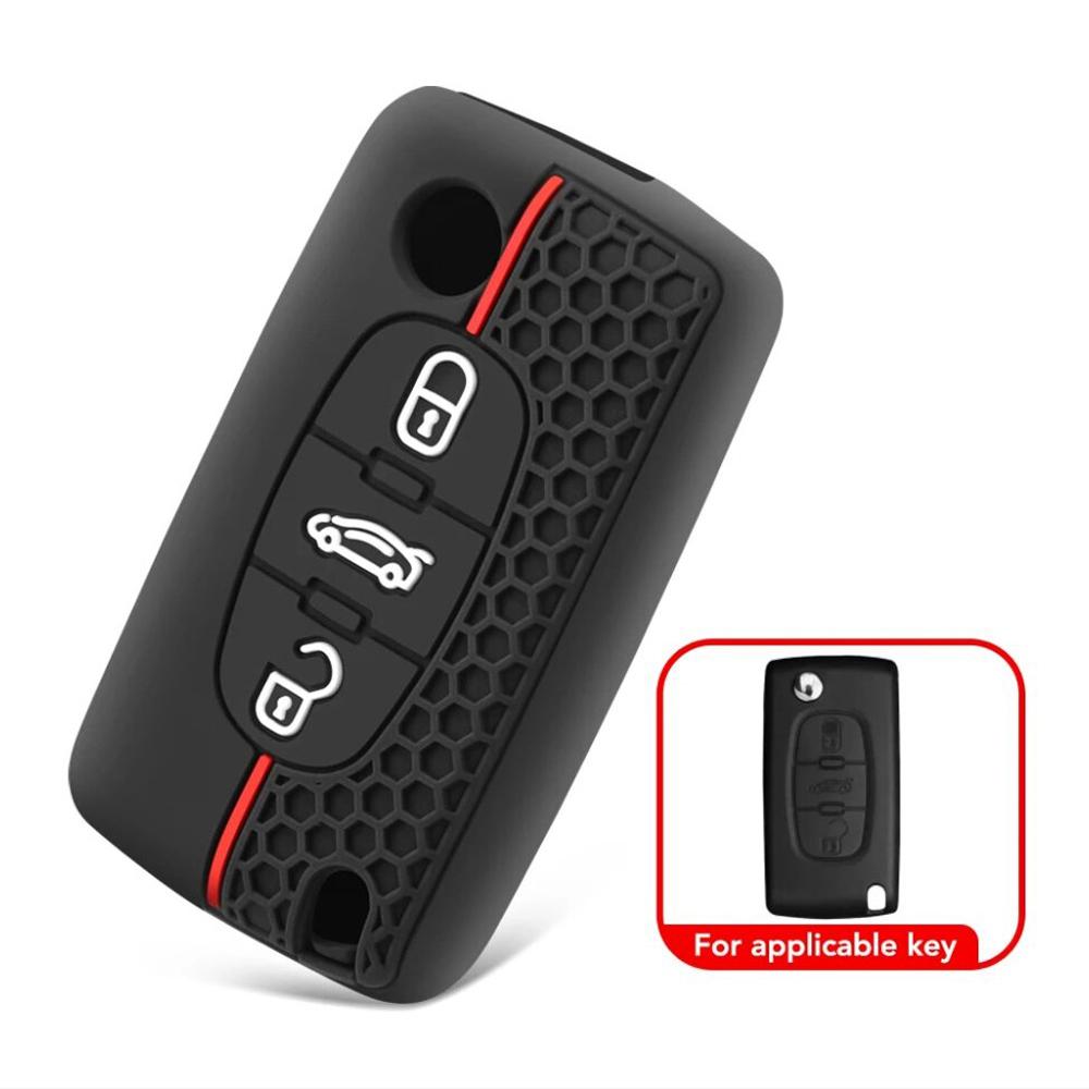 Citroen C2 C3 C4 C5 C6 Xsara Berlingo Peugeot 207 307 308 407 607 807 Koruyucu Anahtarlık İçin Silikon Flip Uzaktan Kumandalı Araba Anahtarı Kılıfı