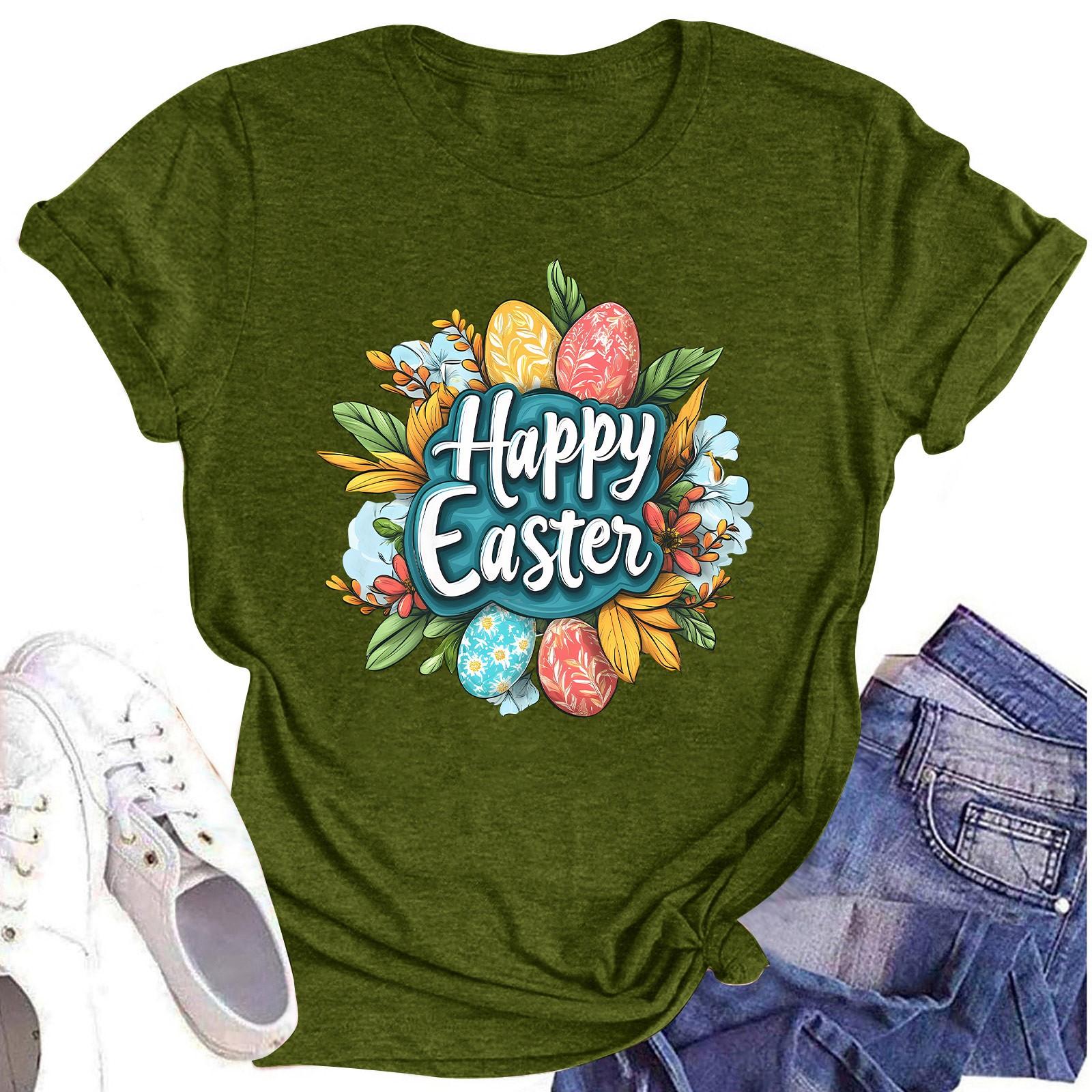 

Женский топ с круглым вырезом, повседневный принт, футболка с короткими рукавами L армия зеленый