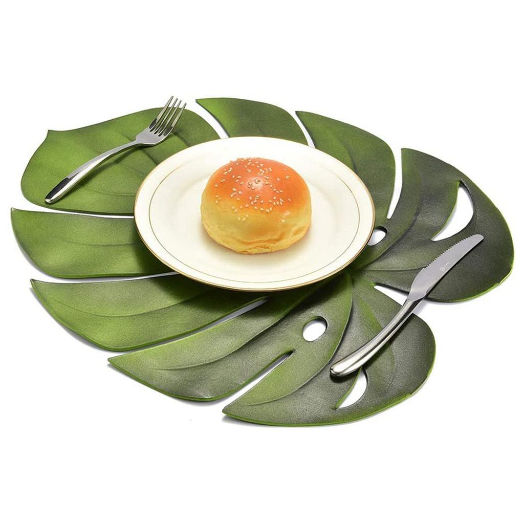 ABWR-8 Piezas Manteles Individuales de Hojas Tropicales Hojas de Monstera Artificiales de EVA Hoja de Palma, Para Decoraciones de Mesa de Boda Suministros para Fiestas
