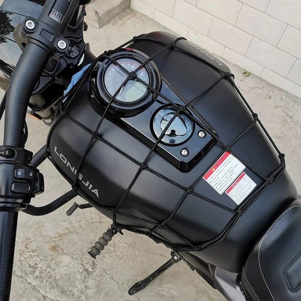 Plasa pentru bagaje pentru motociclete Bicicletă 6 cârlige Susține apăsat Rezervorul de combustibil Plasă pentru bagaje Web Bungee Negru Motocicletă Bicicletă 6 cârlige Tank Car Styling