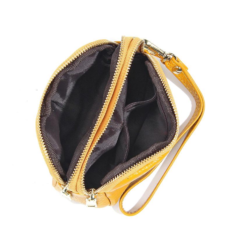 New Women's Mini Wallet Genuine Leather 3-Zipper Handheld Clutch Slim Compact Card Holder Coin Purse Minimalist Stylish Daily Accessory