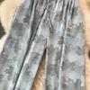 High Quality Ink-wash Acetate Satin Tie-Dye Rayon Wide-Leg Pants for Women Summer High-Waisted Slimming Loose-Fit Trousers