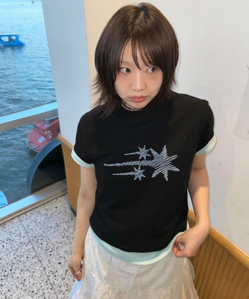 NICEGHOSTCLUB Sketch 3Star Basic Tee_Black(Ng2Gmut535A)