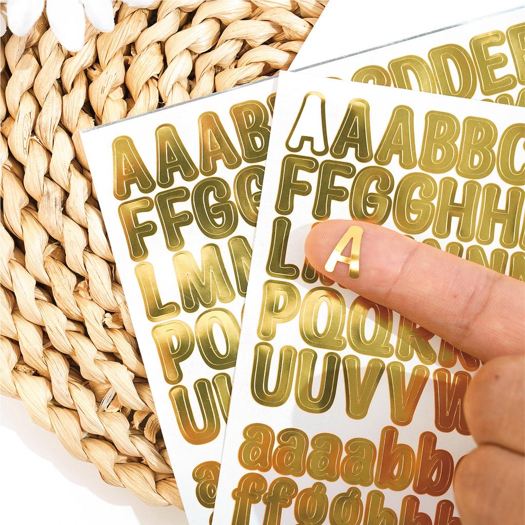 0.5-inch English Letter Sticker Gold and Silver Hand Account Gu Card Small Objects Decorative Small Size Alphanumeric Sticker
