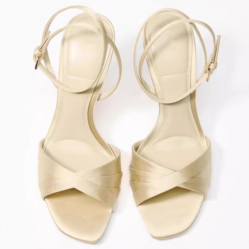 Fashion Luxury Satin Designer Sandals for Women Sexy Open Toe Ankle Strap Thin High Heels Elegant Banquet Wedding Shoes Sandalias Mujer