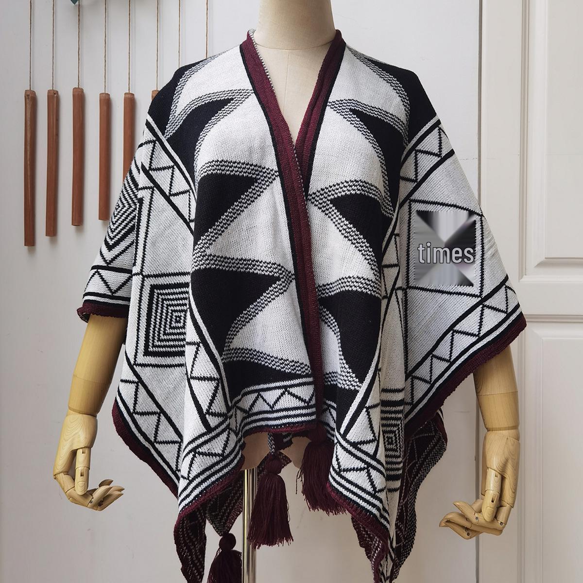 Ethnic Style Travel Shawl: Oversized Women s Cape  Office Blanket белый