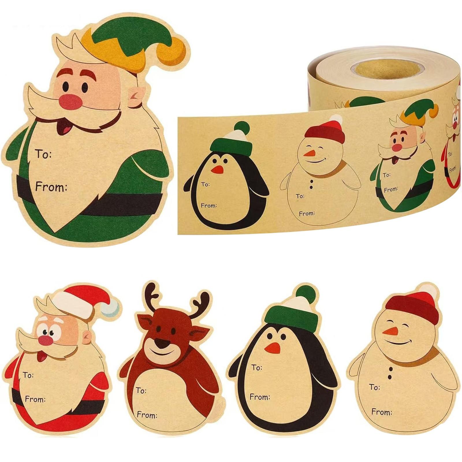 

200 шт. Веселых рождественских наклеек Рождественские бирки Рулонные этикетки Круглые самоклеящиеся наклейки