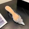 Peep-Toe Rhinestone Cross PVC High Heels - Transparent, Sweet Party/Wedding Shoes, Spring/Summer 2024