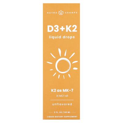 D3 + K2 Liquid Drops, Unflavored, 60Ml(2Fl Oz)