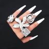 2025 New European & American Irregular Alloy Flower Ring Set - 4-Piece Exaggerated Niche Design for Women