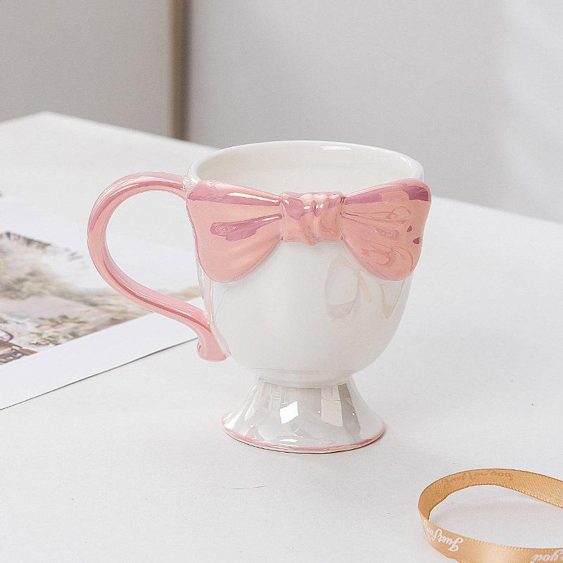 Japanische Schleife Keramik Eisbecher Mädchenherz hoher Fuß Dessertbecher hochwertiges Design Nischengeschenktasse