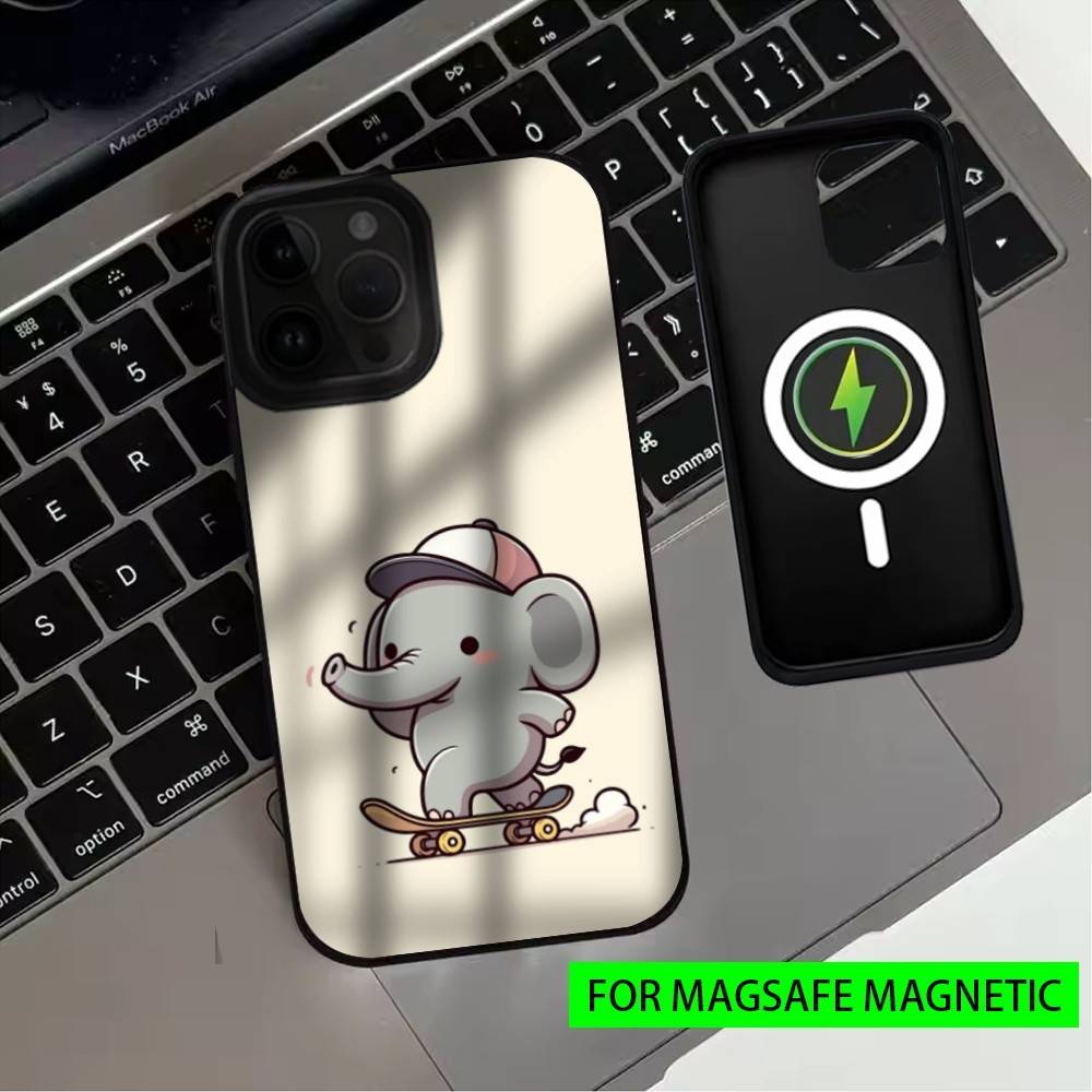 Cute Cartoon elephant Phone Case For iPhone17,16,15,14,13,12,11 Plus,Pro Max Magnetic For Magsafe Wireless Charging