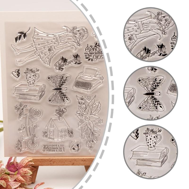 1Pc 3D Clear Stamp Silicone Stamp Cards Clear Stamp with Pattern Scrapbooking Journaling Card Making Decorations Stamp