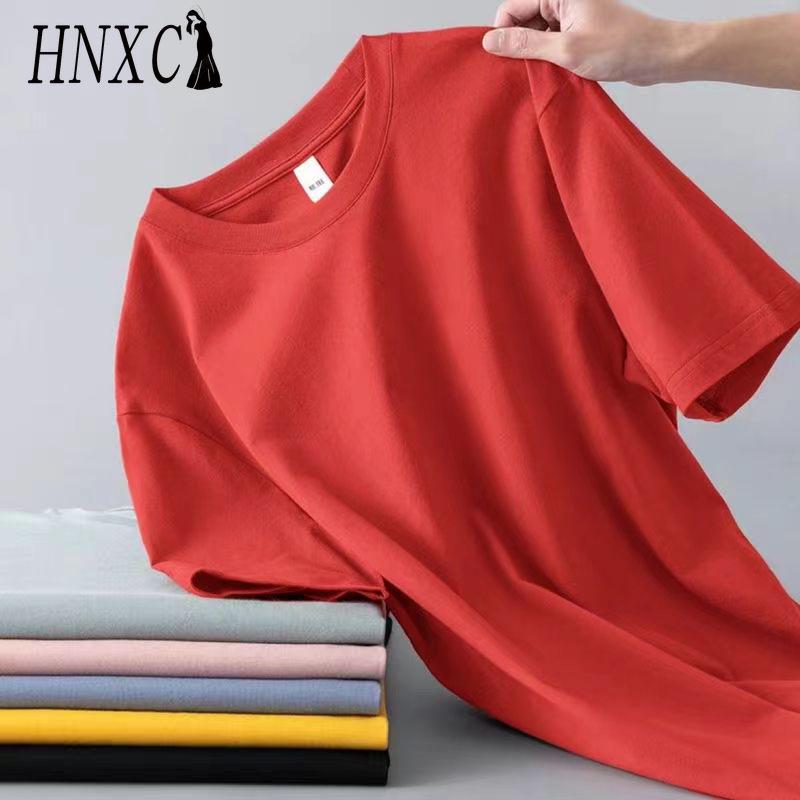 HNXC Kortermet t-skjorte i bomull for menn mote løs halvermet skjorte med trykt medfølende skjorte