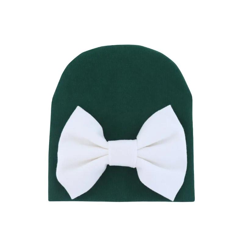 Cotton Solid Bowknot Beanie Newborn Baby Girl Knot Gorras Hat Bebe Bow Bonnet Warm Hat Double Layer Infant Cute Bow-tie Skullcap