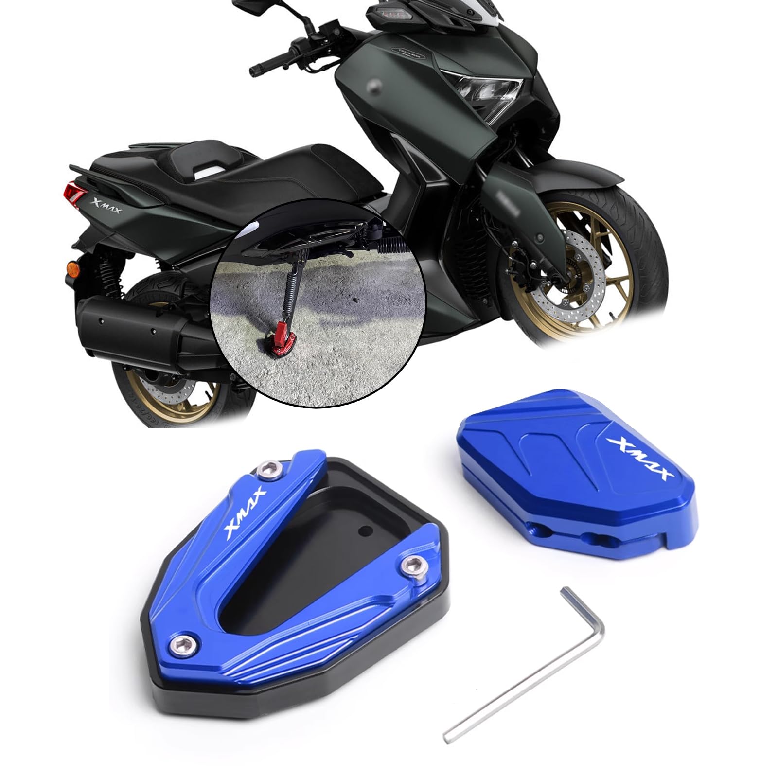 

For XMAX300 XMAX250 XMAX125 2025 Xmax 300 250 125 2020-2025 CNC Kickstand Side Stand синий