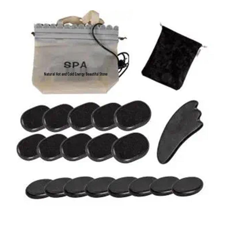 20-Piece Volcanic Energy Stone Massage Set with Heating Box and Essential Oil