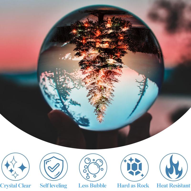 Anti-Yellowing Crystal Clear Epoxy Resin – 1:1 Easy Mix, Bubble-Free Epoxy Resin for Resin Art, Jewelry & Casting Projects