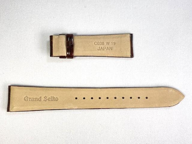 C03802449 SEIKO Grand Seiko 19mm Leather Crocodile for Strap, Brown, SBGW260/ 9S64-00R0