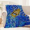 Vintage Starry Sky Painting Flannel Warm Soft Plush Blanket Sofa Living Room Hogar V-Van Gogh Office Bedroom Travel Gift Home